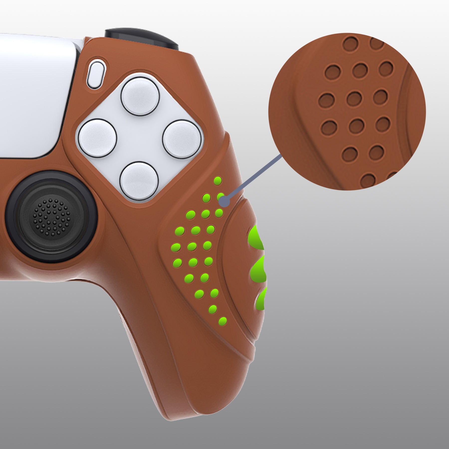 PlayVital Guardian Edition Anti-Slip Silicone Cover Skin with Thumb Grip Caps for PS5 Wireless Controller - Signal Brown PlayVital