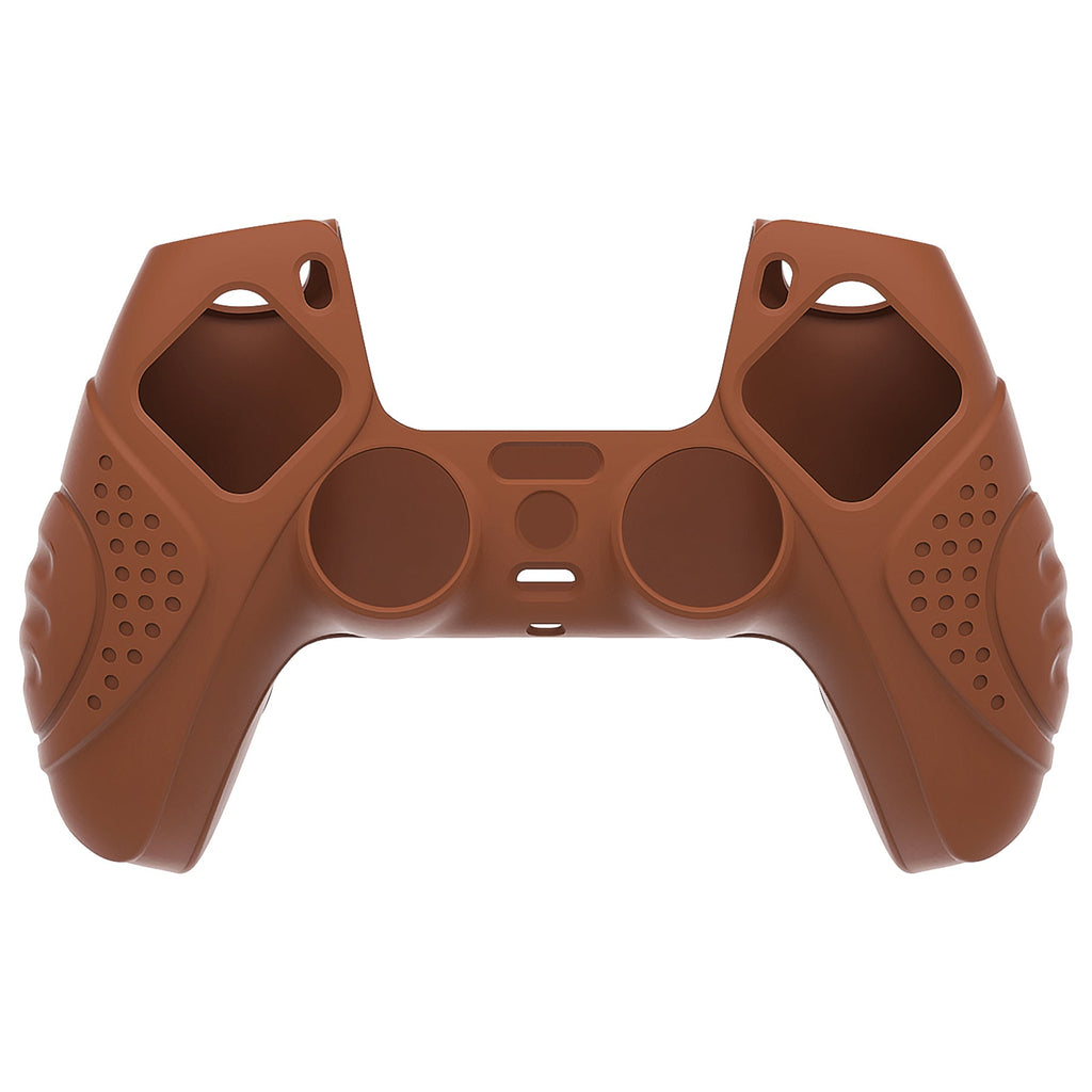 PlayVital Guardian Edition Anti-Slip Silicone Cover Skin with Thumb Grip Caps for PS5 Wireless Controller - Signal Brown PlayVital