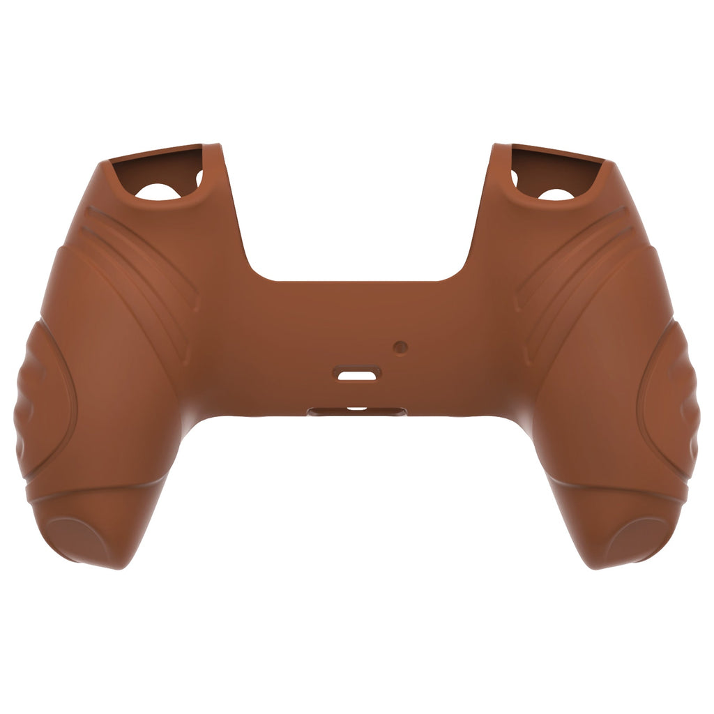 PlayVital Guardian Edition Anti-Slip Silicone Cover Skin with Thumb Grip Caps for PS5 Wireless Controller - Signal Brown PlayVital