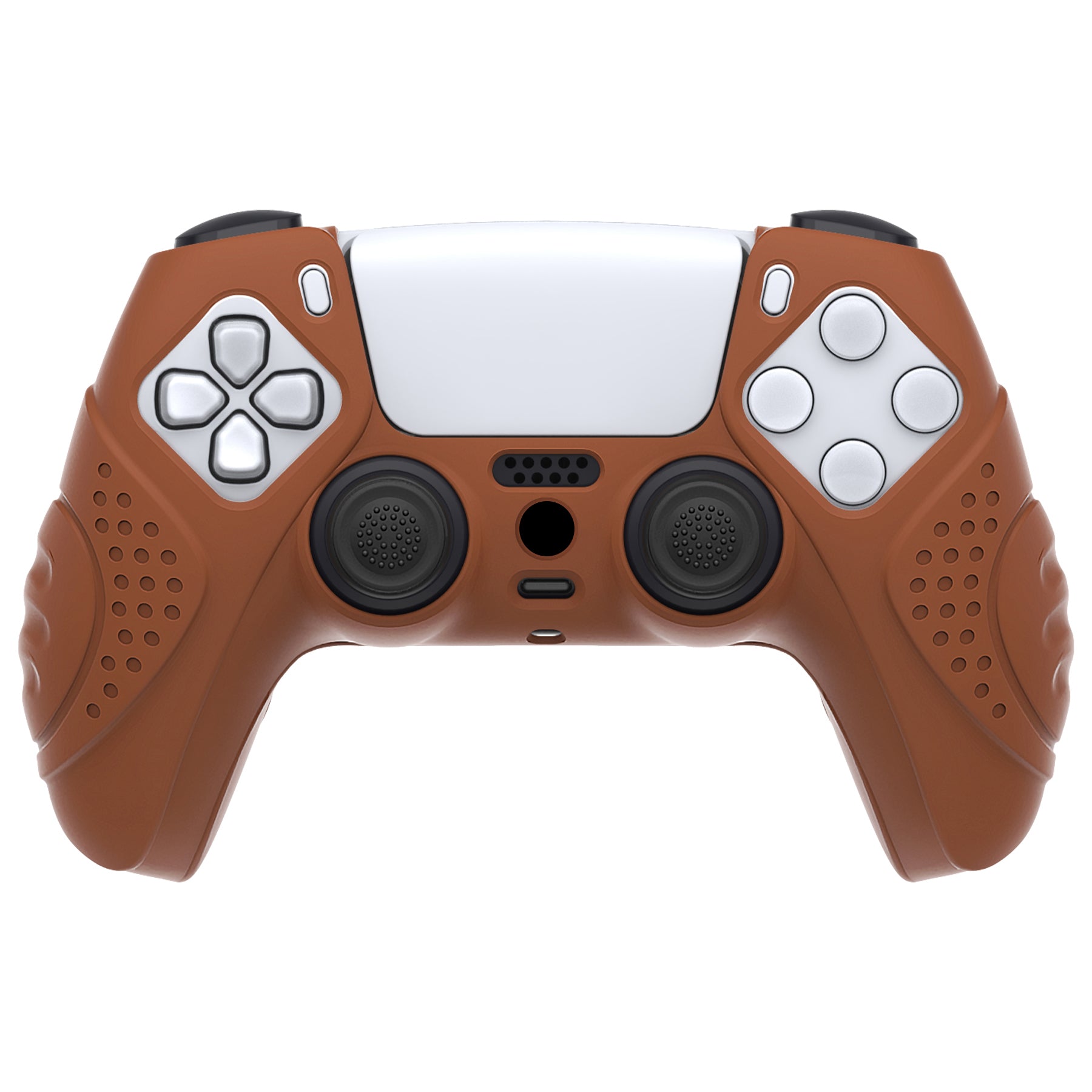 PlayVital Guardian Edition Anti-Slip Silicone Cover Skin with Thumb Grip Caps for PS5 Wireless Controller - Signal Brown PlayVital