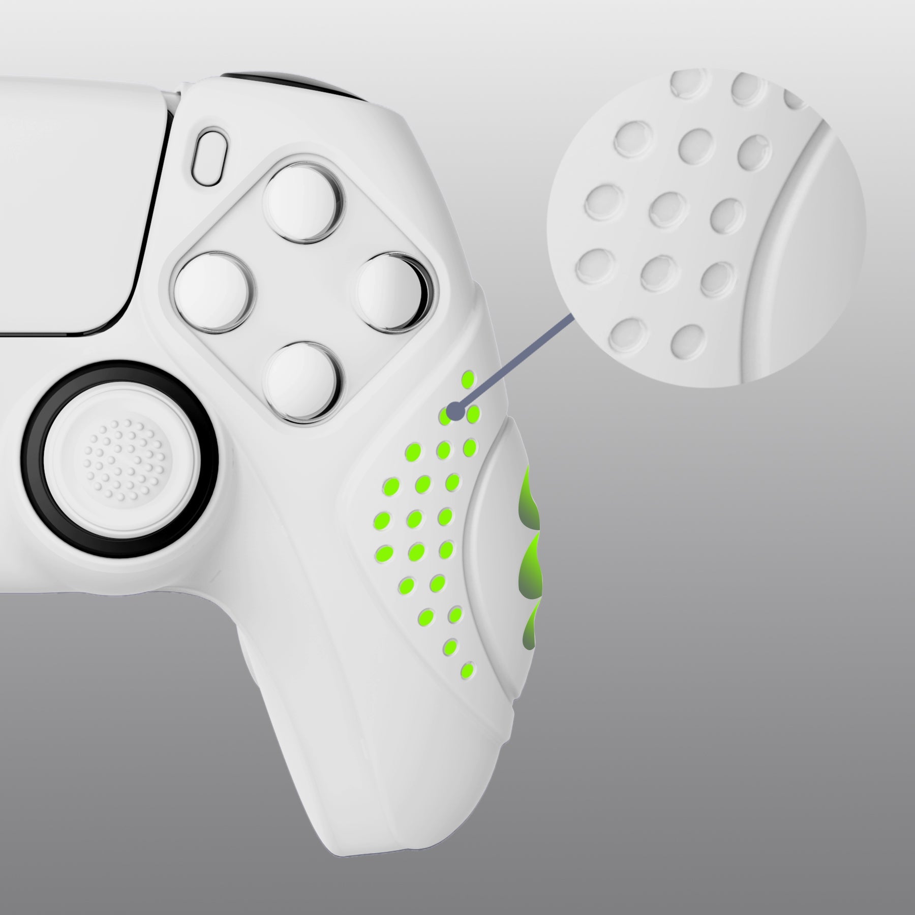 PlayVital Guardian Edition Anti-Slip Silicone Cover Skin with Thumb Grip Caps for PS5 Wireless Controller - White PlayVital