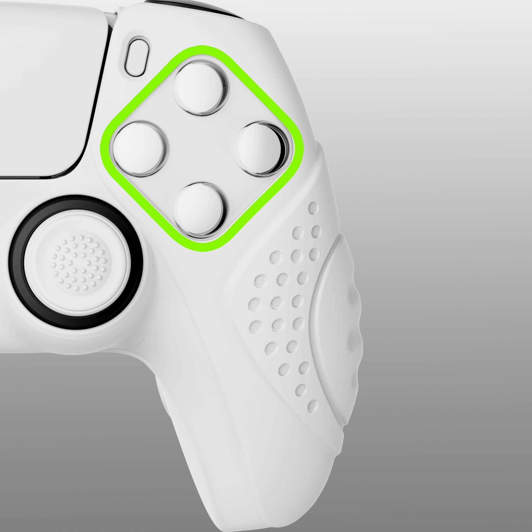 PlayVital Guardian Edition Anti-Slip Silicone Cover Skin with Thumb Grip Caps for PS5 Wireless Controller - White PlayVital