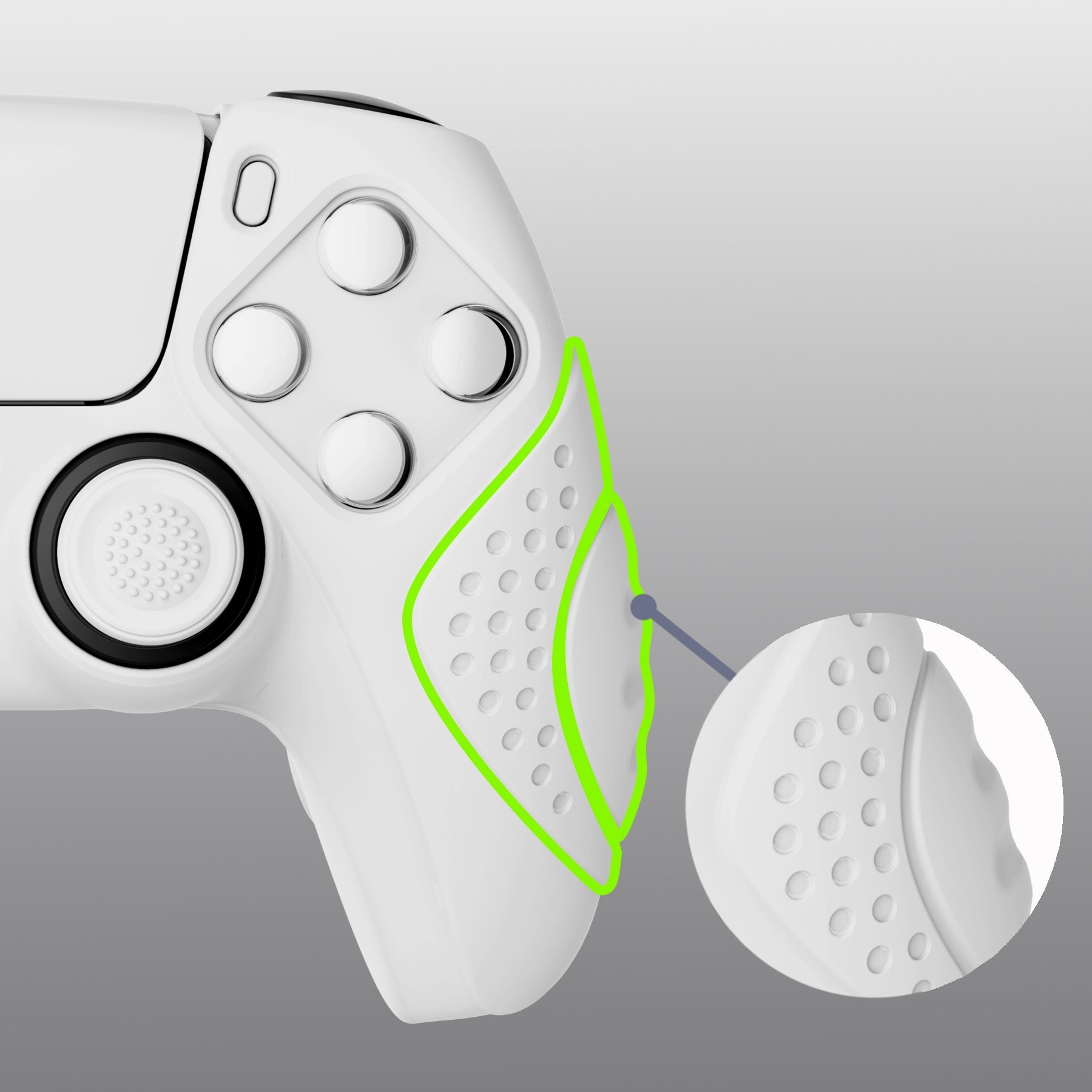 PlayVital Guardian Edition Anti-Slip Silicone Cover Skin with Thumb Grip Caps for PS5 Wireless Controller - White PlayVital
