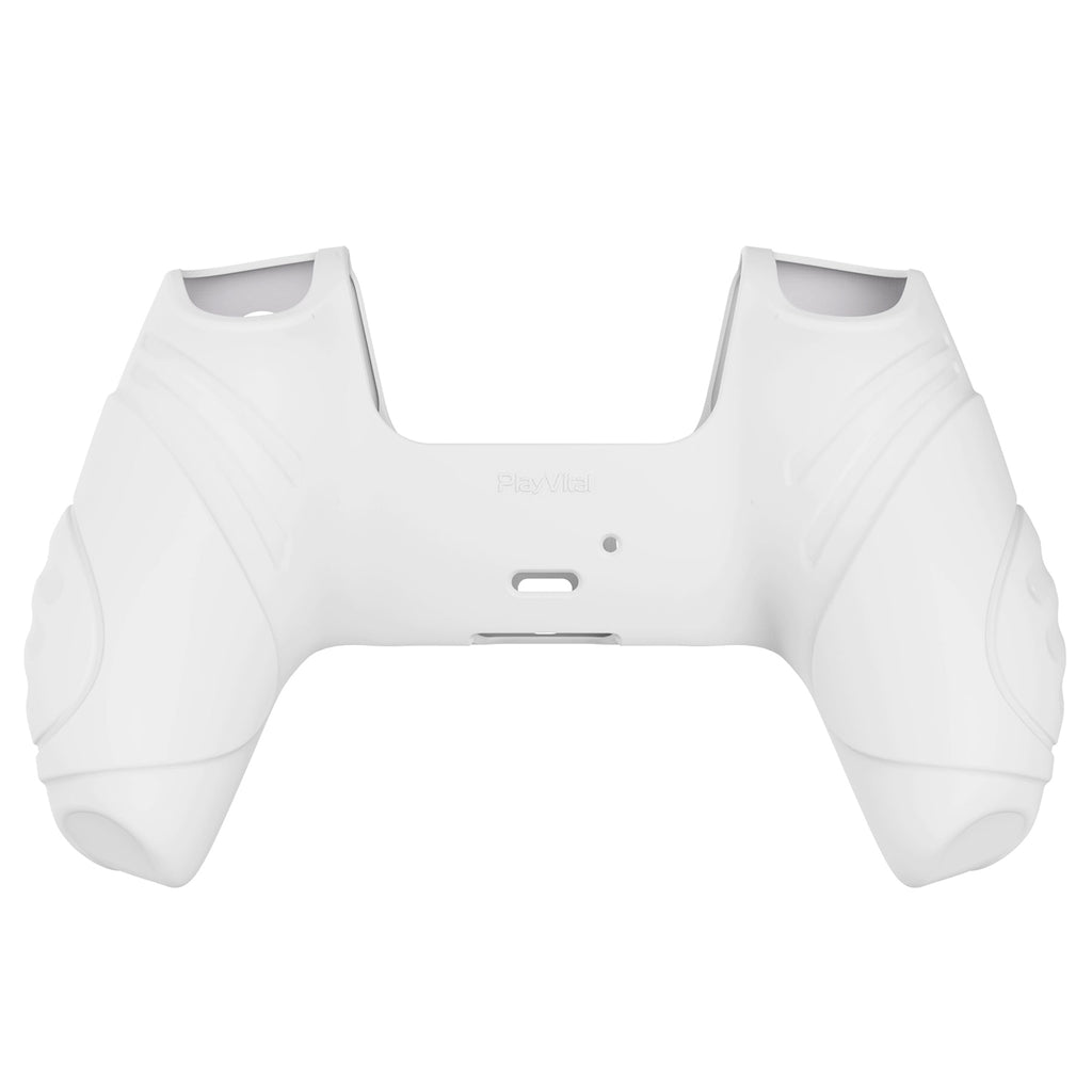 PlayVital Guardian Edition Anti-Slip Silicone Cover Skin with Thumb Grip Caps for PS5 Wireless Controller - White PlayVital
