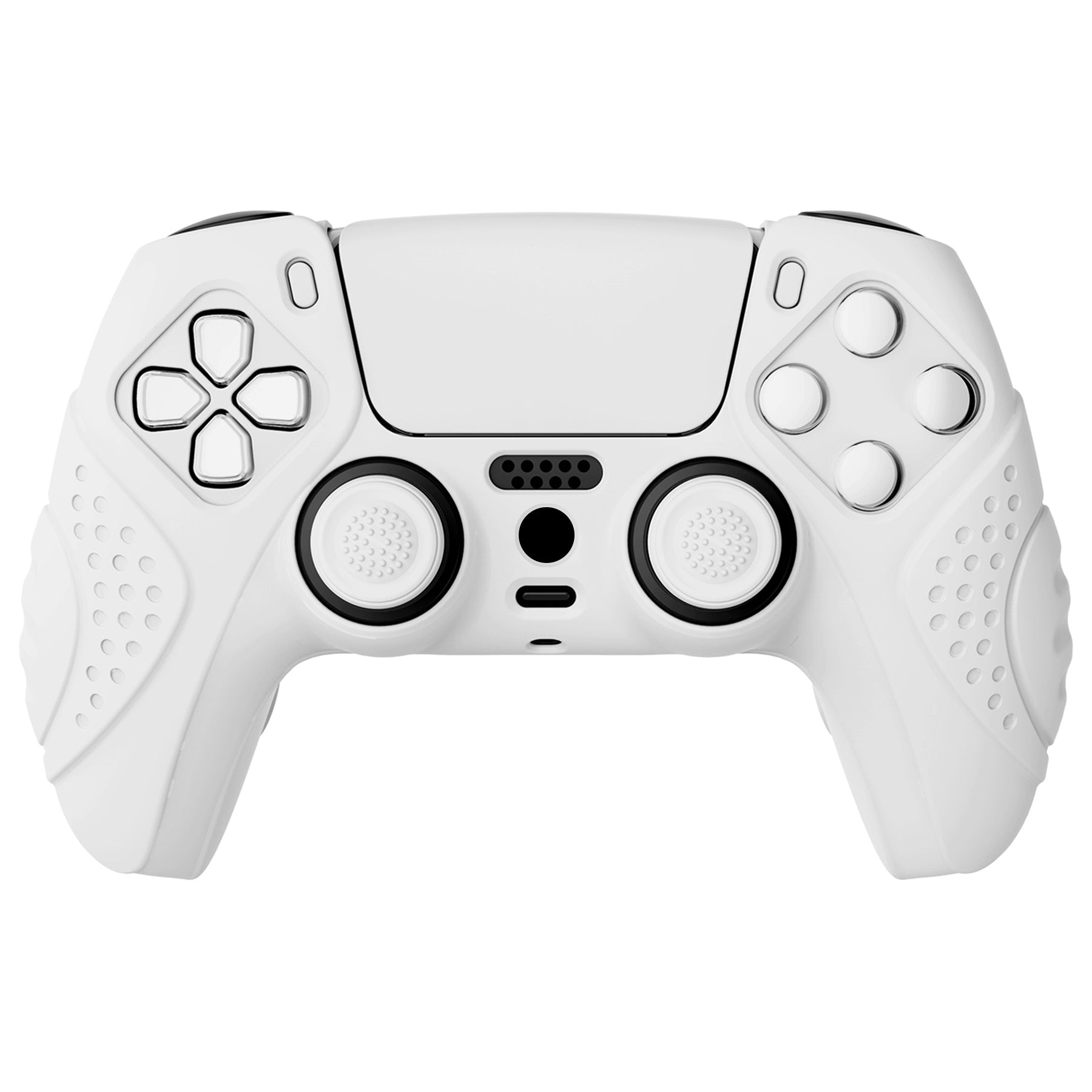 PlayVital Guardian Edition Anti-Slip Silicone Cover Skin with Thumb Grip Caps for PS5 Wireless Controller - White PlayVital
