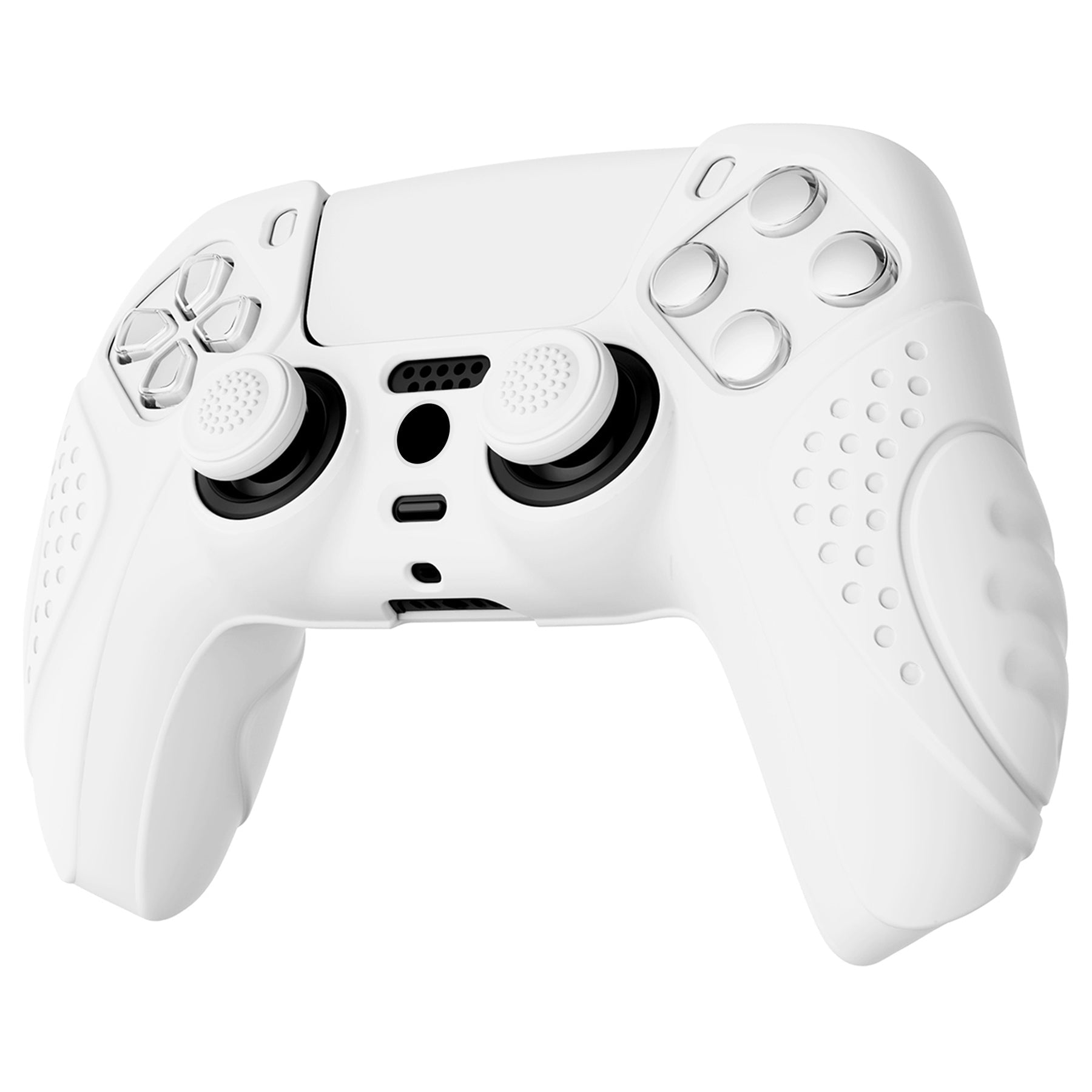 PlayVital Guardian Edition Anti-Slip Silicone Cover Skin with Thumb Grip Caps for PS5 Wireless Controller - White PlayVital