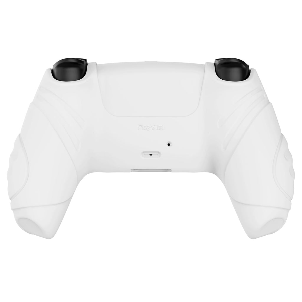 PlayVital Guardian Edition Anti-Slip Silicone Cover Skin with Thumb Grip Caps for PS5 Wireless Controller - White PlayVital