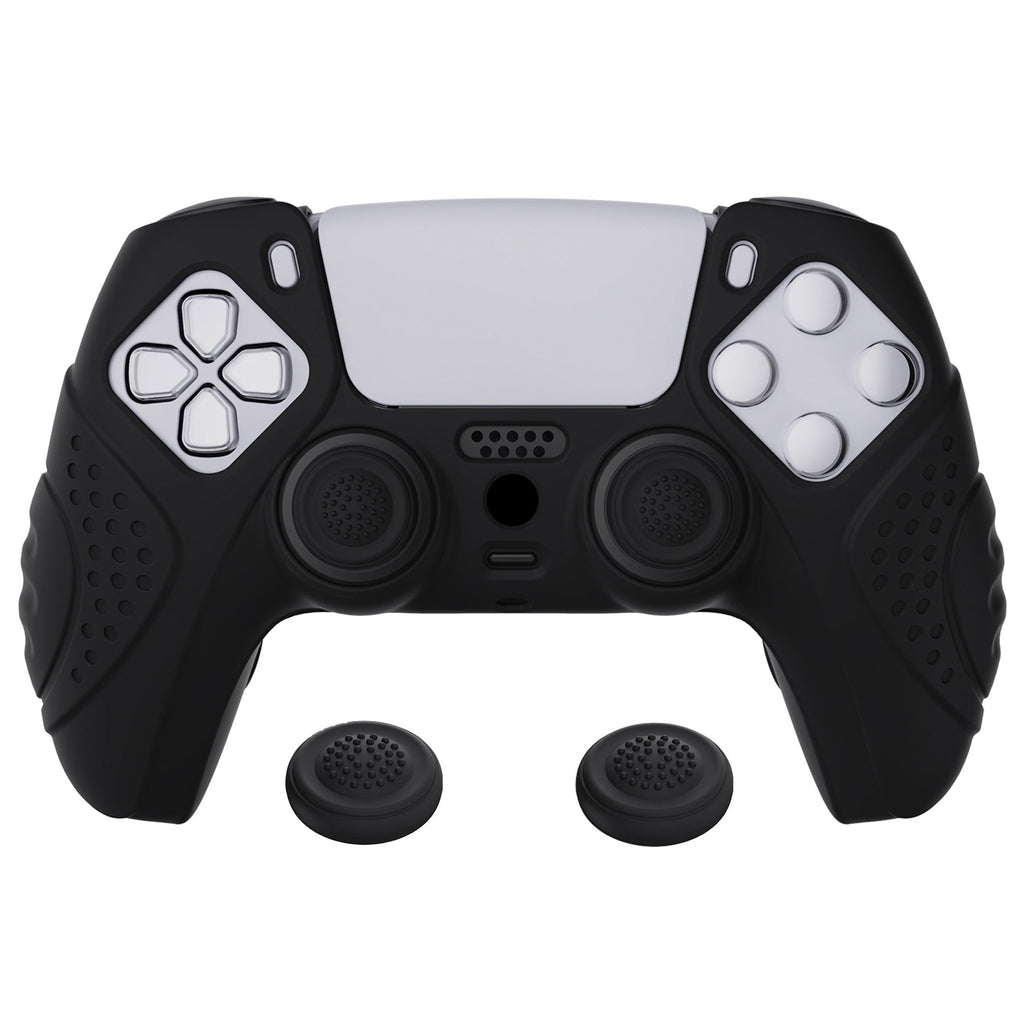 PlayVital Guardian Edition Anti-Slip Silicone Cover Skin with Thumb Grip Caps for PS5 Wireless Controller - Black PlayVital