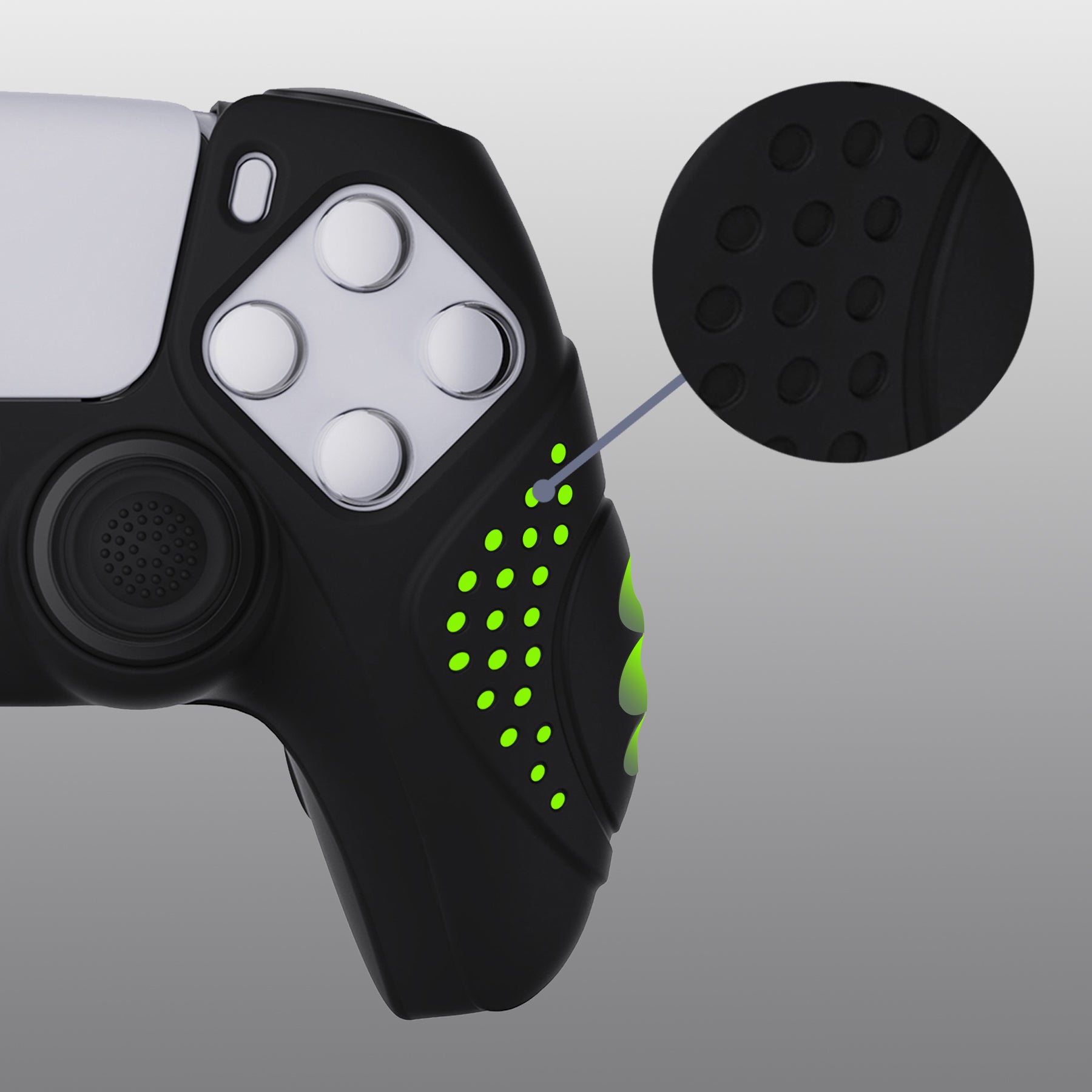 PlayVital Guardian Edition Anti-Slip Silicone Cover Skin with Thumb Grip Caps for PS5 Wireless Controller - Black PlayVital