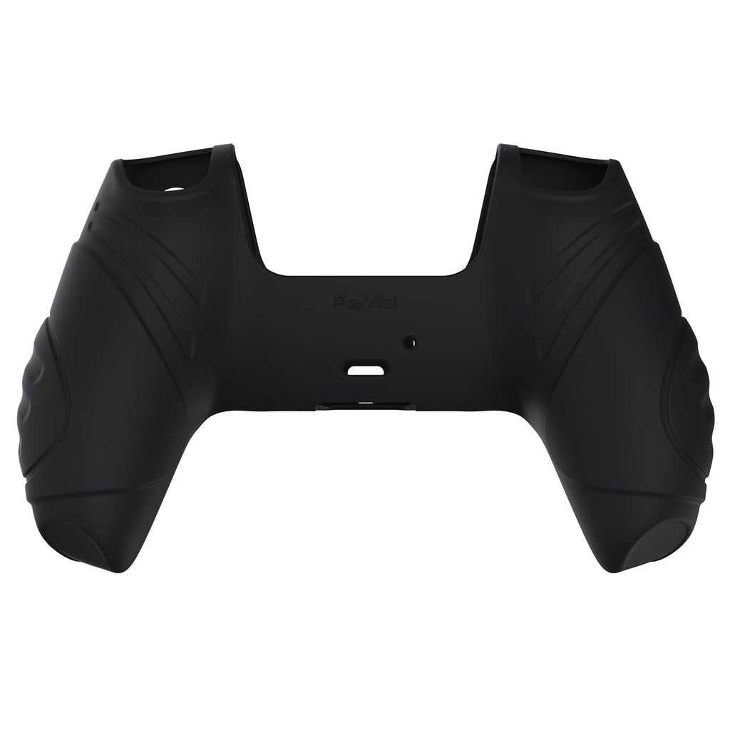 PlayVital Guardian Edition Anti-Slip Silicone Cover Skin with Thumb Grip Caps for PS5 Wireless Controller - Black PlayVital