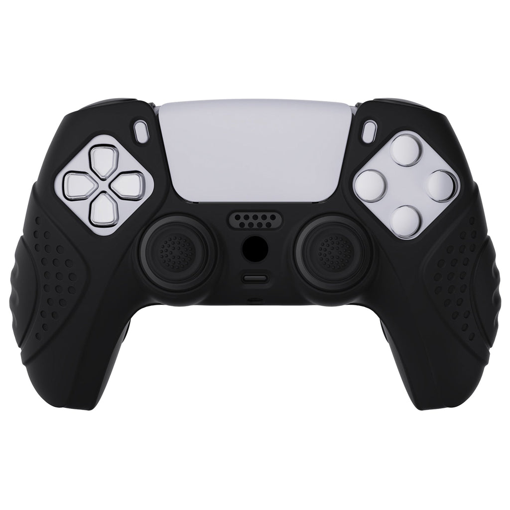 PlayVital Guardian Edition Anti-Slip Silicone Cover Skin with Thumb Grip Caps for PS5 Wireless Controller - Black PlayVital