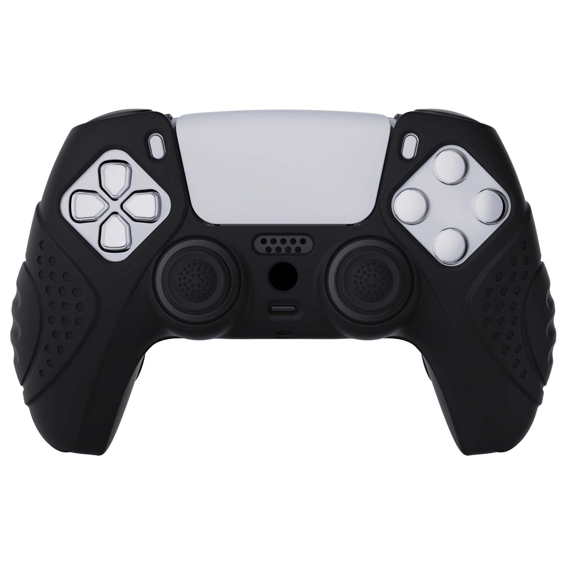 PlayVital Guardian Edition Anti-Slip Silicone Cover Skin with Thumb Grip Caps for PS5 Wireless Controller - Black PlayVital