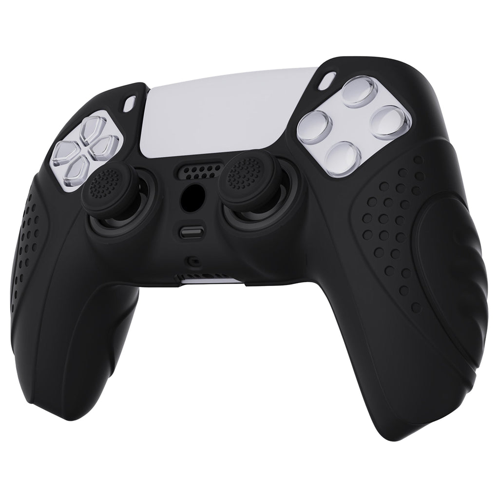 PlayVital Guardian Edition Anti-Slip Silicone Cover Skin with Thumb Grip Caps for PS5 Wireless Controller - Black PlayVital
