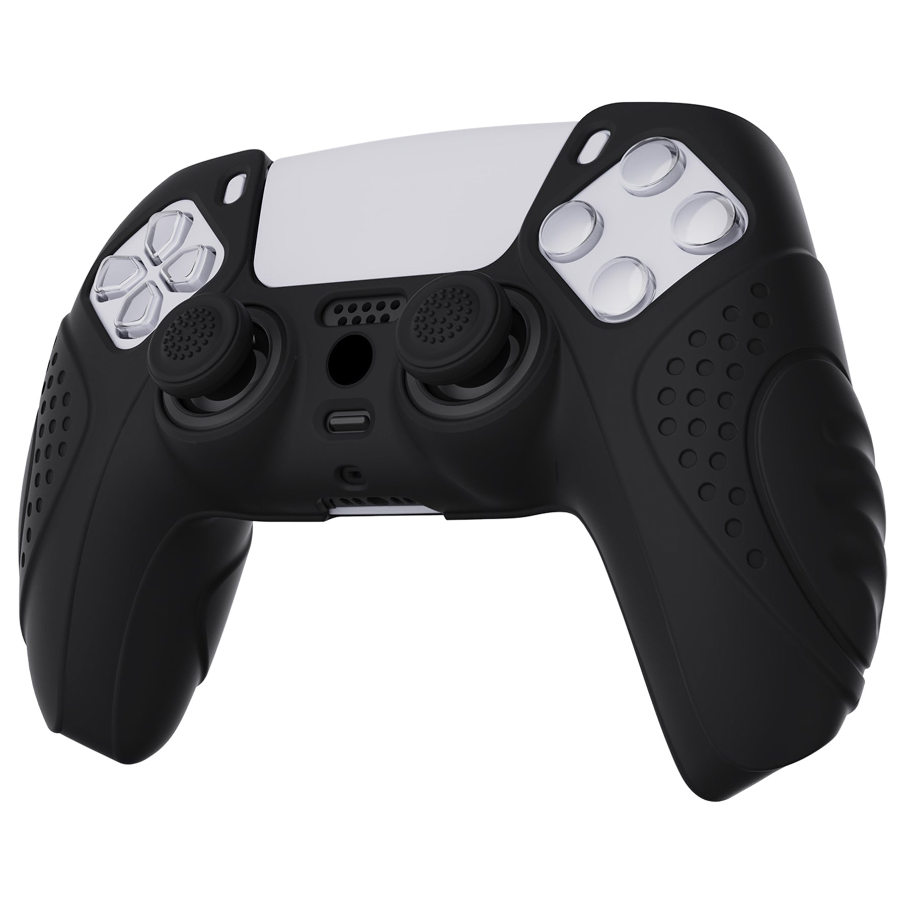 PlayVital Guardian Edition Anti-Slip Silicone Cover Skin with Thumb Grip Caps for PS5 Wireless Controller - Black PlayVital
