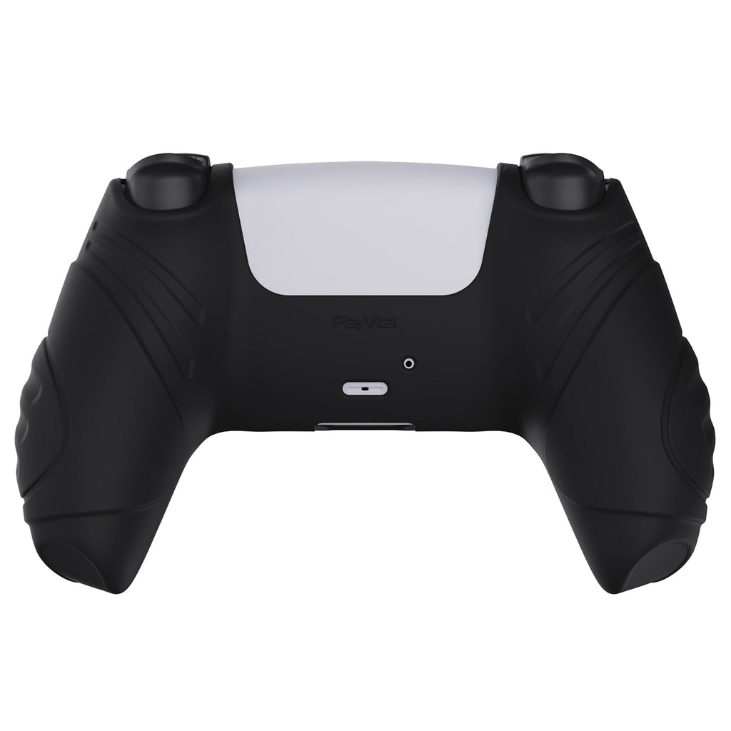 PlayVital Guardian Edition Anti-Slip Silicone Cover Skin with Thumb Grip Caps for PS5 Wireless Controller - Black PlayVital
