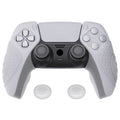 PlayVital Guardian Edition Ergonomic Anti-Slip Silicone Cover Skin with Thumb Grip Caps for PS5 Wireless Controller, Compatible with Charging Station - Clear White PlayVital