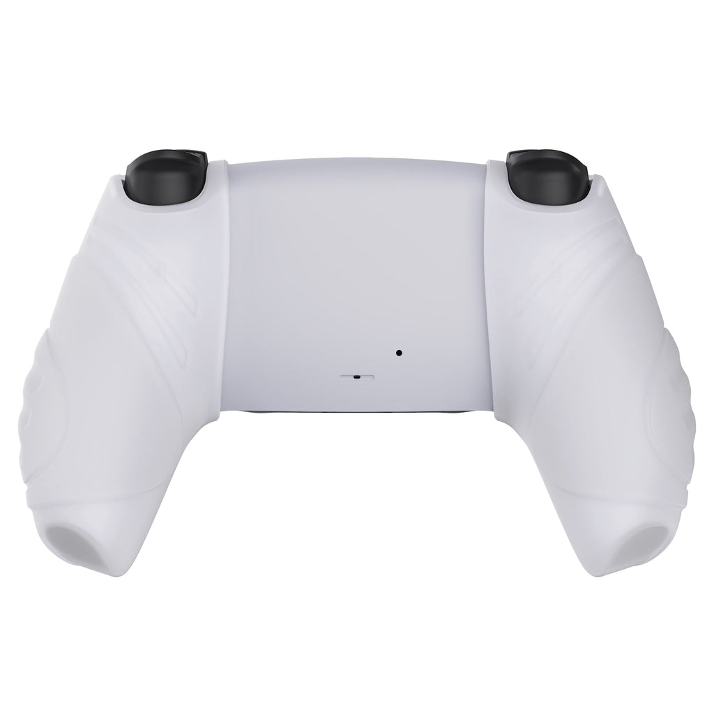 PlayVital Guardian Edition Ergonomic Anti-Slip Silicone Cover Skin with Thumb Grip Caps for PS5 Wireless Controller, Compatible with Charging Station - Clear White PlayVital