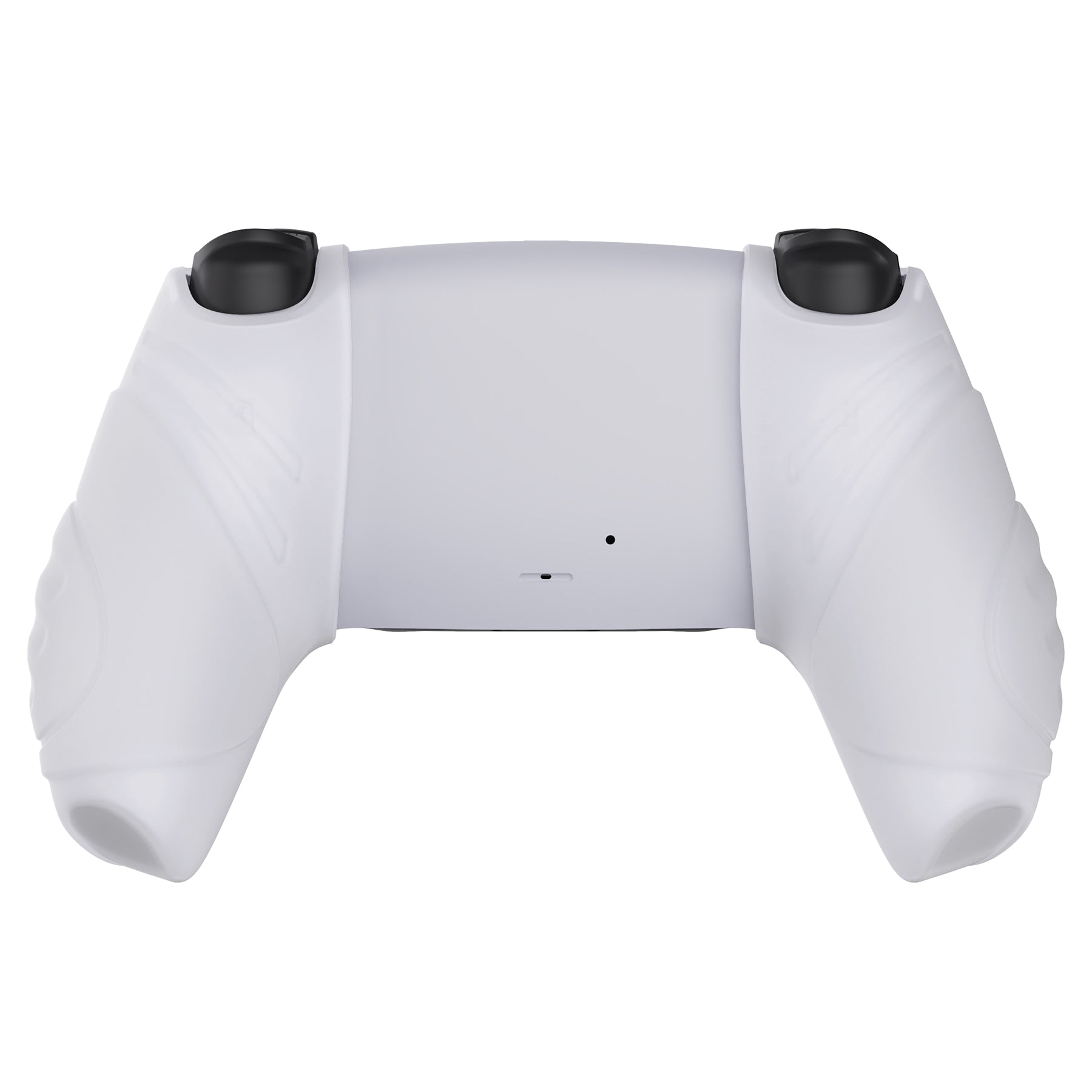 PlayVital Guardian Edition Ergonomic Anti-Slip Silicone Cover Skin with Thumb Grip Caps for PS5 Wireless Controller, Compatible with Charging Station - Clear White PlayVital