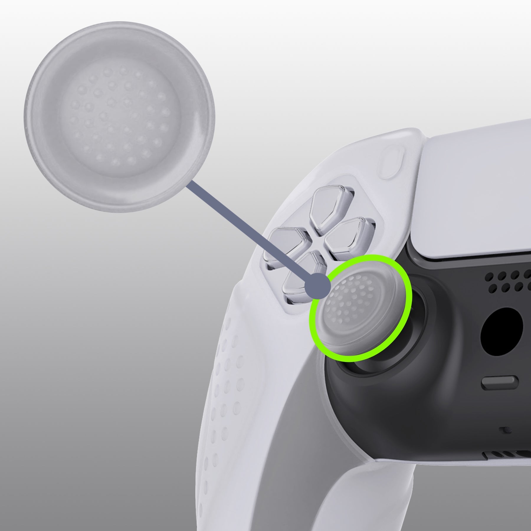 PlayVital Guardian Edition Ergonomic Anti-Slip Silicone Cover Skin with Thumb Grip Caps for PS5 Wireless Controller, Compatible with Charging Station - Clear White PlayVital