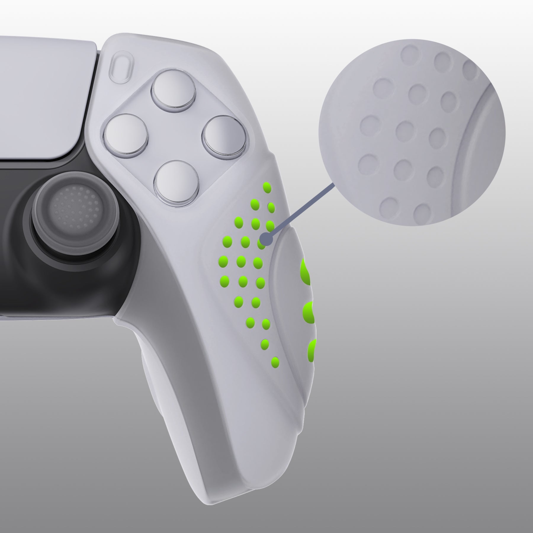 PlayVital Guardian Edition Ergonomic Anti-Slip Silicone Cover Skin with Thumb Grip Caps for PS5 Wireless Controller, Compatible with Charging Station - Clear White PlayVital