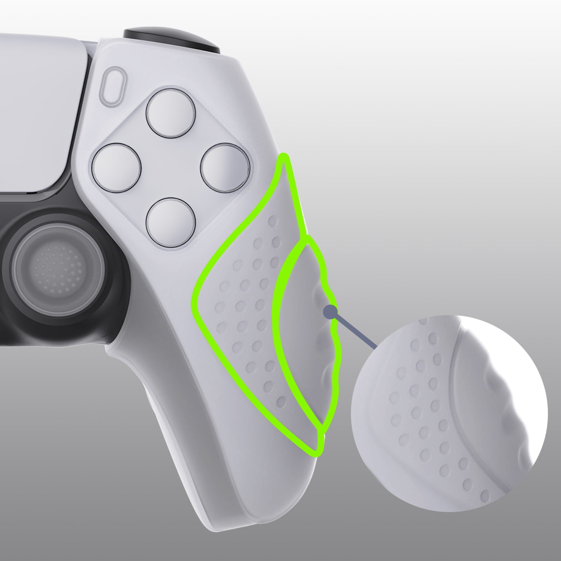 PlayVital Guardian Edition Ergonomic Anti-Slip Silicone Cover Skin with Thumb Grip Caps for PS5 Wireless Controller, Compatible with Charging Station - Clear White PlayVital