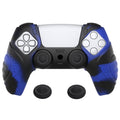 PlayVital Guardian Edition Ergonomic Anti-Slip Silicone Cover Skin with Thumb Grip Caps for PS5 Wireless Controller, Compatible with Charging Station - Blue & Black PlayVital