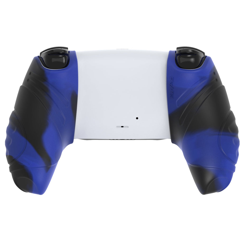 PlayVital Guardian Edition Ergonomic Anti-Slip Silicone Cover Skin with Thumb Grip Caps for PS5 Wireless Controller, Compatible with Charging Station - Blue & Black PlayVital