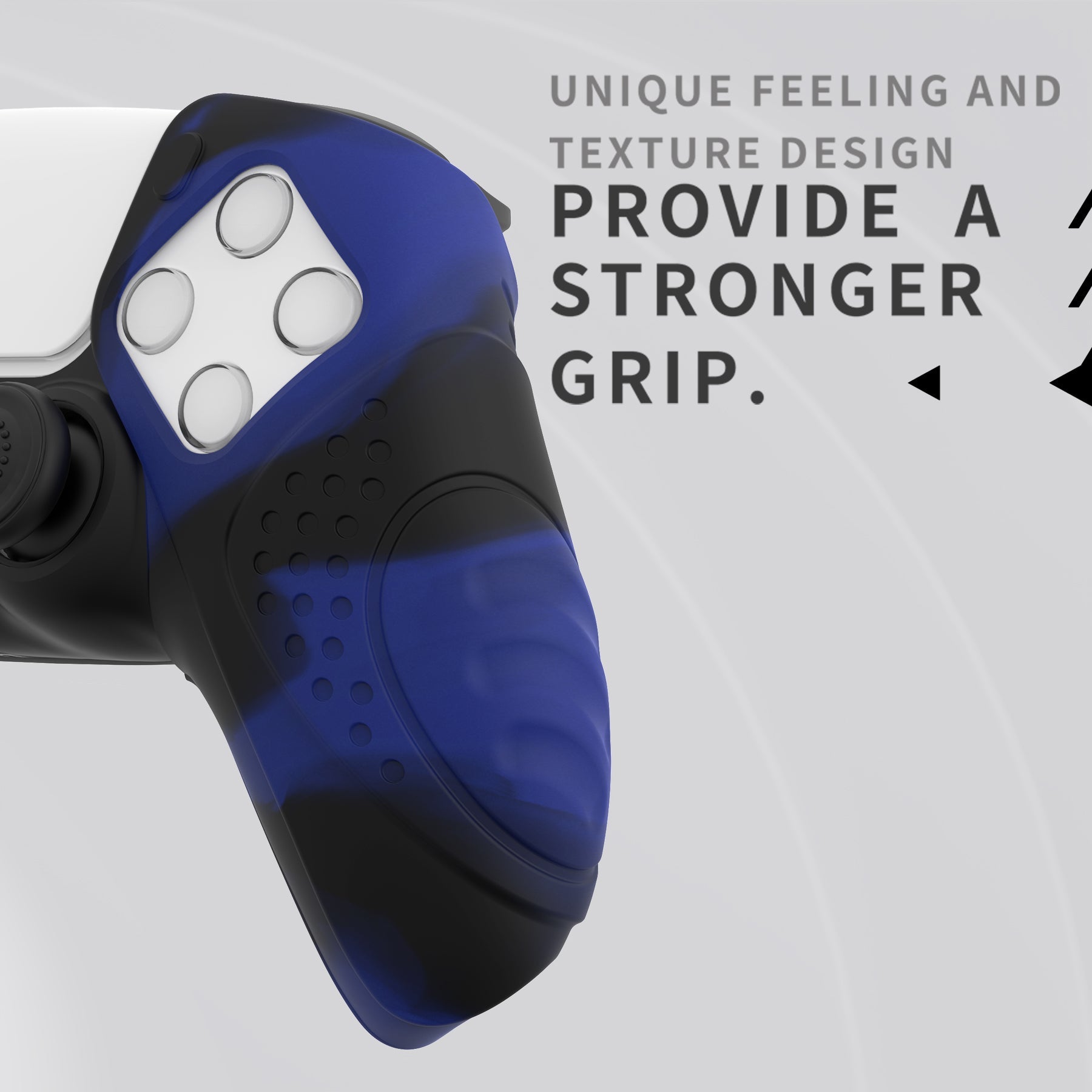 PlayVital Guardian Edition Ergonomic Anti-Slip Silicone Cover Skin with Thumb Grip Caps for PS5 Wireless Controller, Compatible with Charging Station - Blue & Black PlayVital