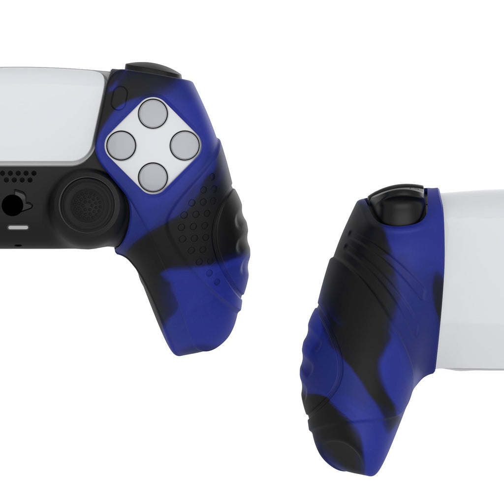 PlayVital Guardian Edition Ergonomic Anti-Slip Silicone Cover Skin with Thumb Grip Caps for PS5 Wireless Controller, Compatible with Charging Station - Blue & Black PlayVital
