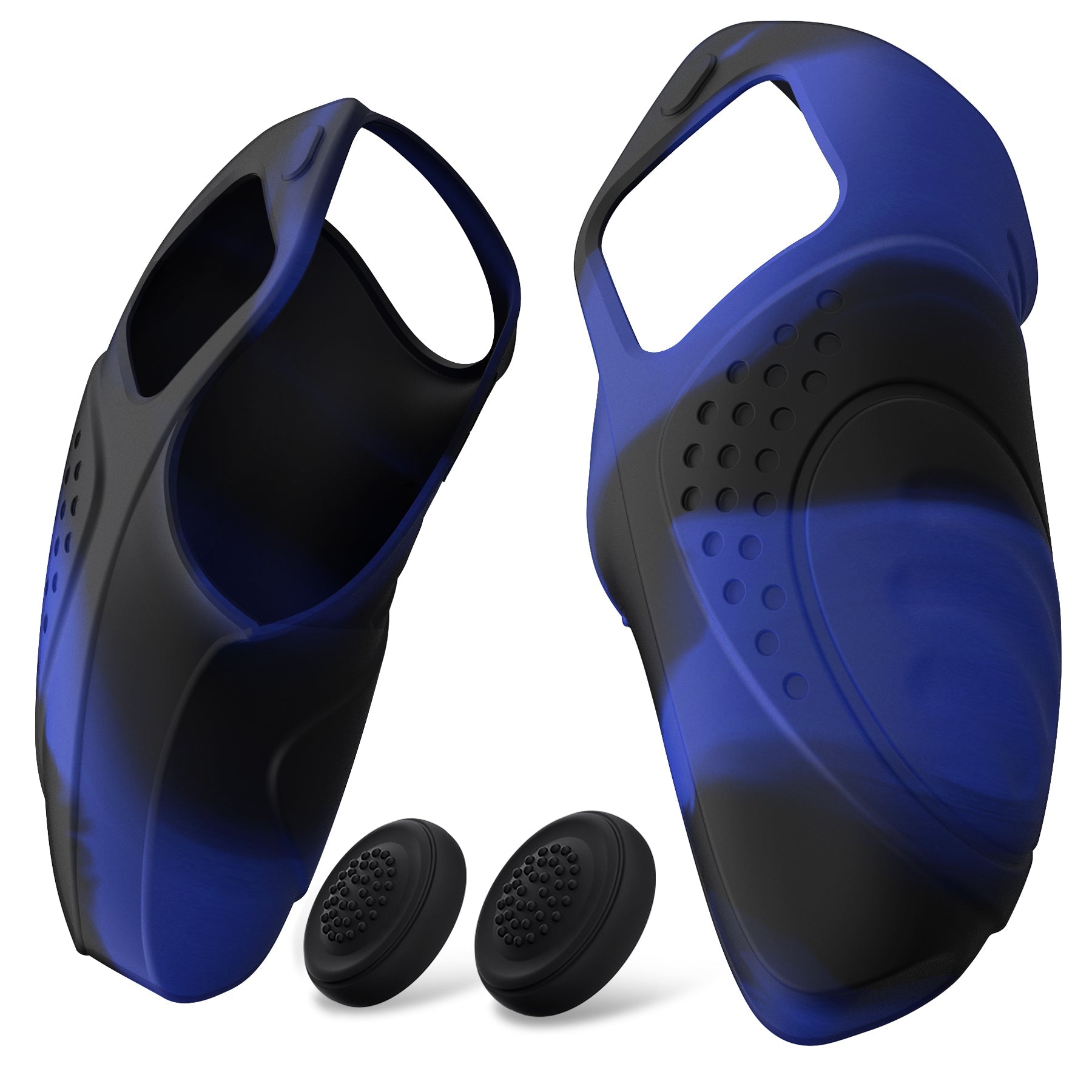 PlayVital Guardian Edition Ergonomic Anti-Slip Silicone Cover Skin with Thumb Grip Caps for PS5 Wireless Controller, Compatible with Charging Station - Blue & Black PlayVital