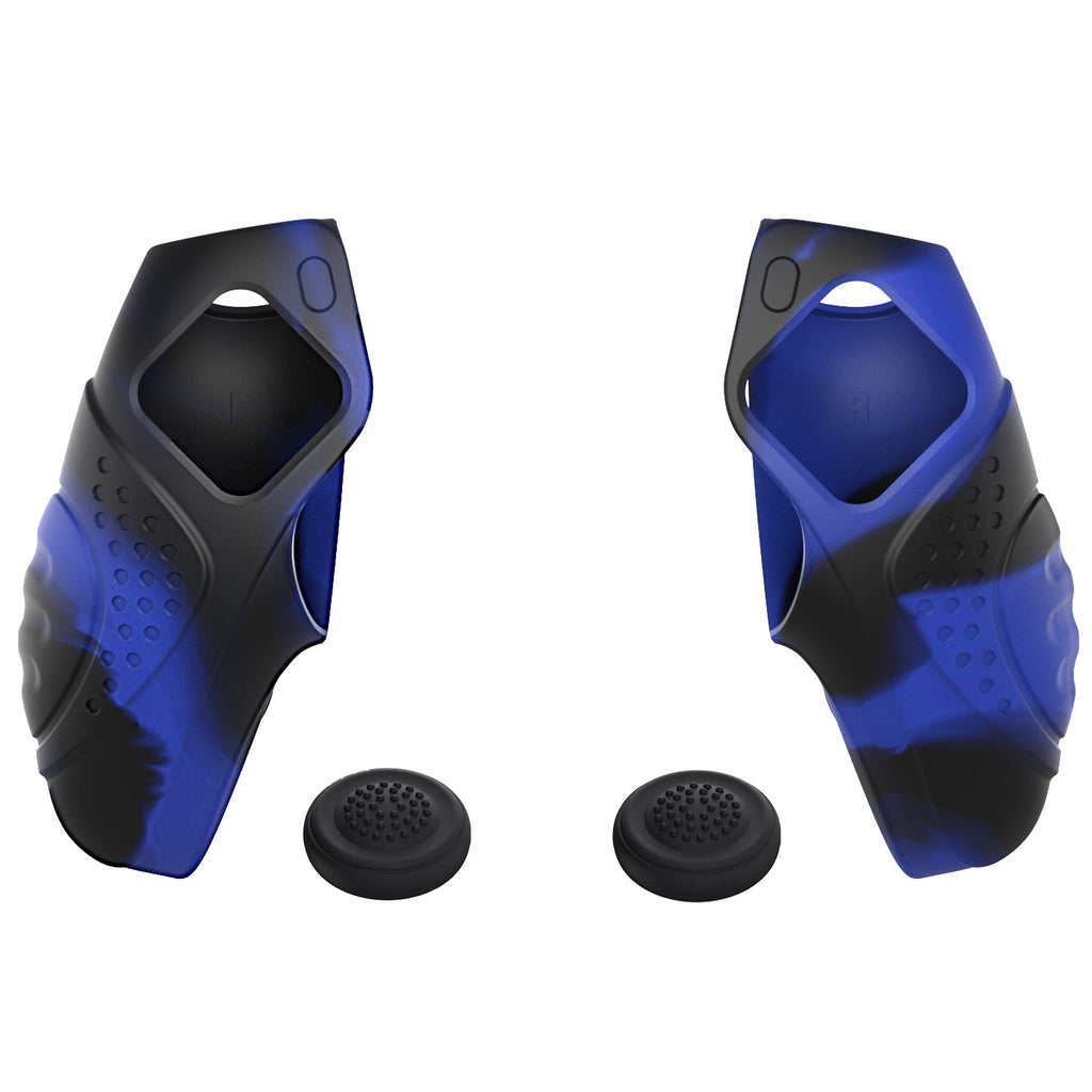 PlayVital Guardian Edition Ergonomic Anti-Slip Silicone Cover Skin with Thumb Grip Caps for PS5 Wireless Controller, Compatible with Charging Station - Blue & Black PlayVital