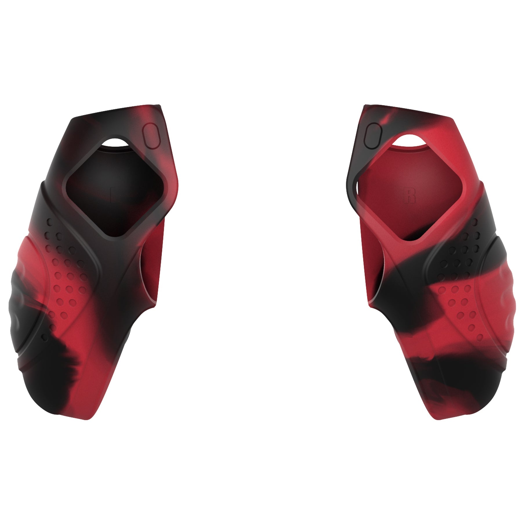 PlayVital Guardian Edition Ergonomic Anti-Slip Silicone Cover Skin with Thumb Grip Caps for PS5 Wireless Controller, Compatible with Charging Station - Red & Black PlayVital
