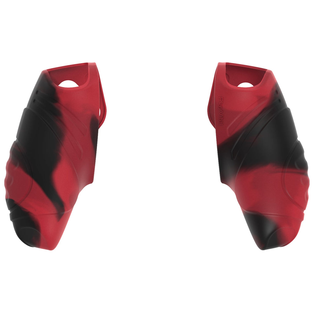 PlayVital Guardian Edition Ergonomic Anti-Slip Silicone Cover Skin with Thumb Grip Caps for PS5 Wireless Controller, Compatible with Charging Station - Red & Black PlayVital
