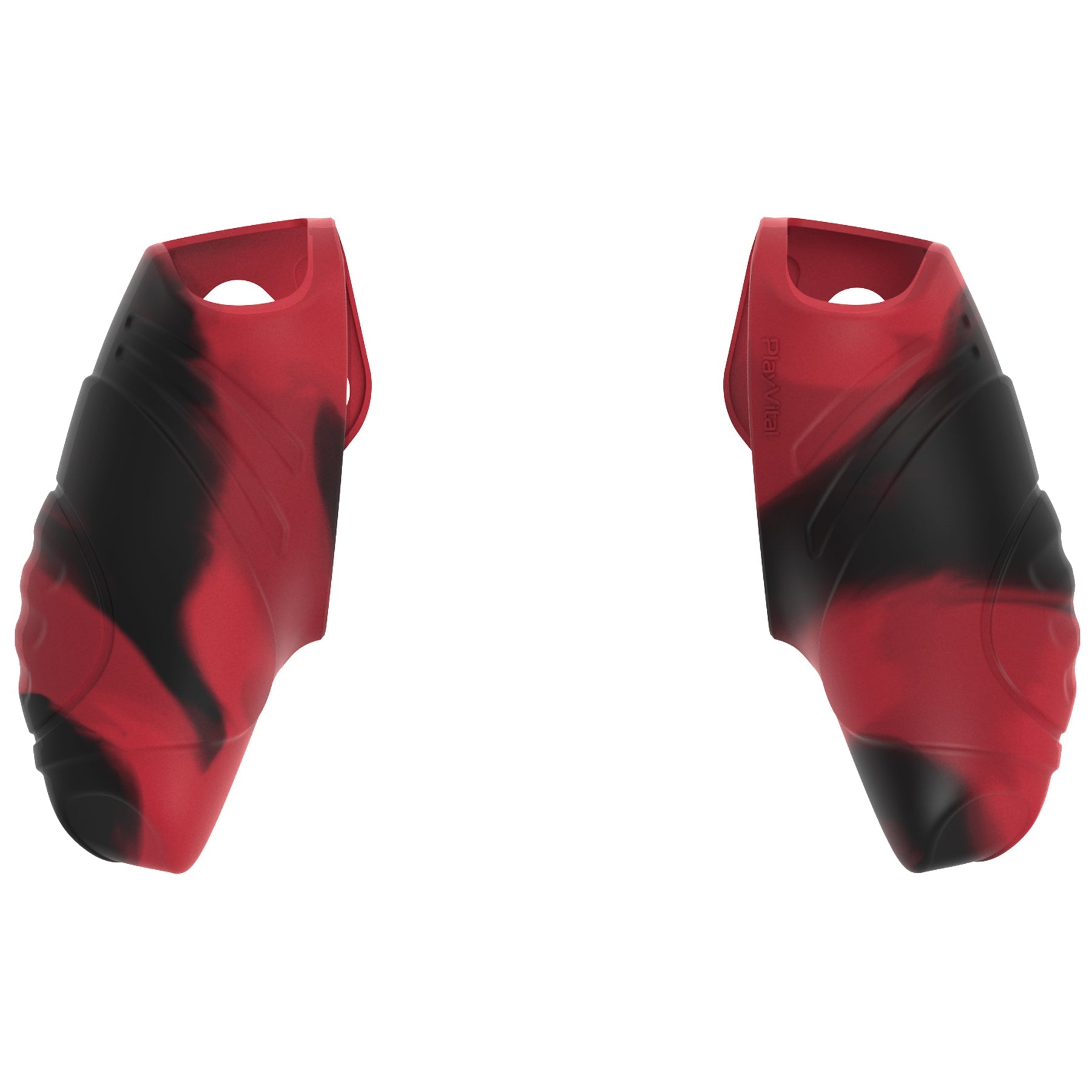 PlayVital Guardian Edition Ergonomic Anti-Slip Silicone Cover Skin with Thumb Grip Caps for PS5 Wireless Controller, Compatible with Charging Station - Red & Black PlayVital