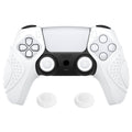PlayVital Guardian Edition Ergonomic Anti-Slip Silicone Cover Skin with Thumb Grip Caps for PS5 Wireless Controller, Compatible with Charging Station - White PlayVital