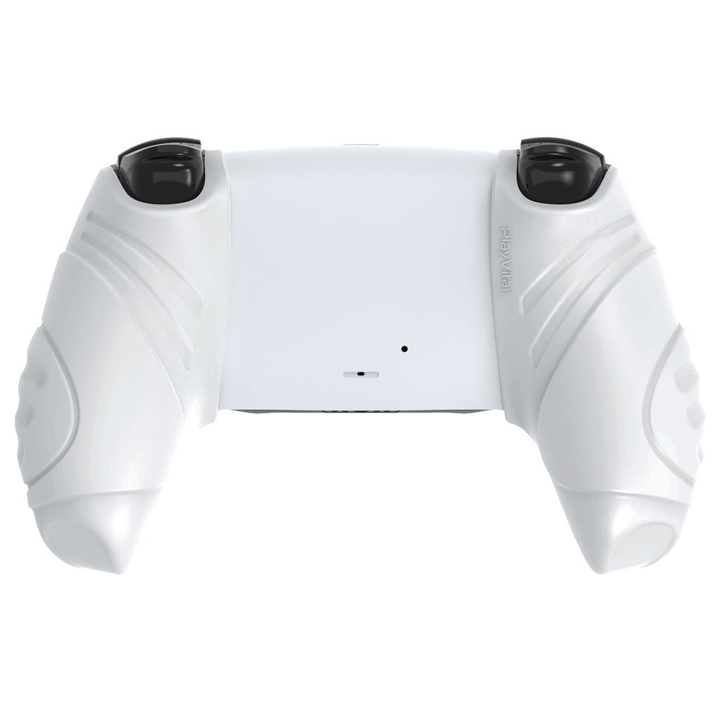 PlayVital Guardian Edition Ergonomic Anti-Slip Silicone Cover Skin with Thumb Grip Caps for PS5 Wireless Controller, Compatible with Charging Station - White PlayVital