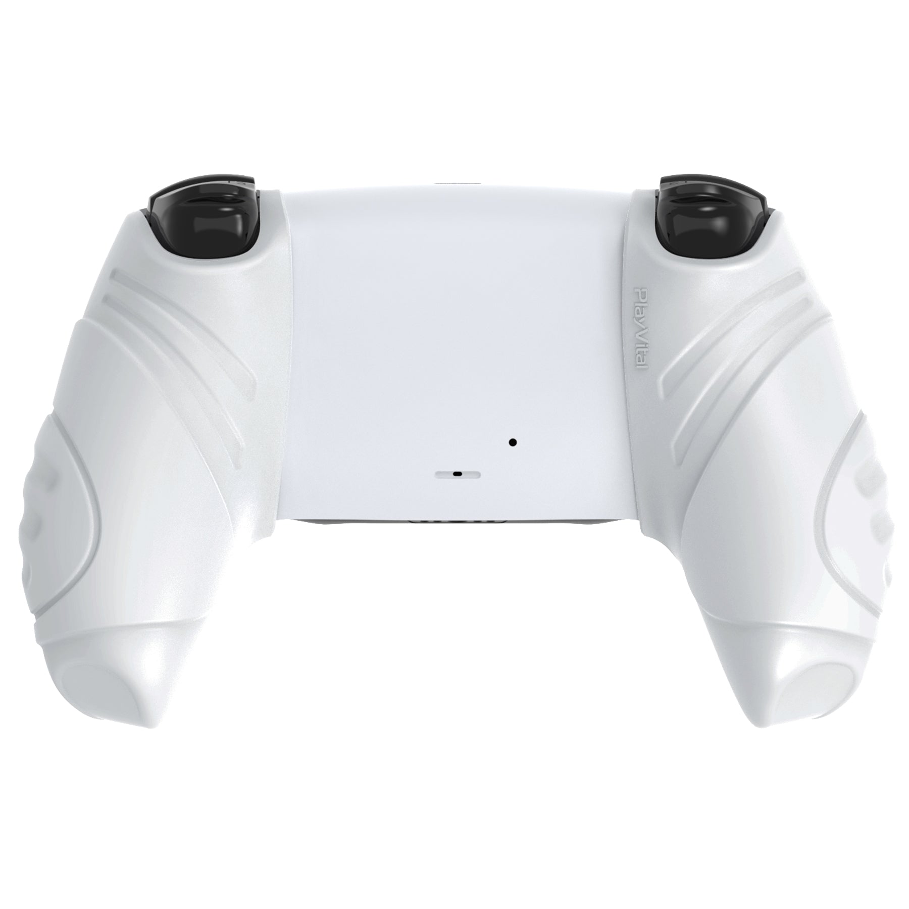 PlayVital Guardian Edition Ergonomic Anti-Slip Silicone Cover Skin with Thumb Grip Caps for PS5 Wireless Controller, Compatible with Charging Station - White PlayVital