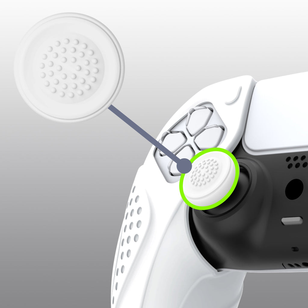 PlayVital Guardian Edition Ergonomic Anti-Slip Silicone Cover Skin with Thumb Grip Caps for PS5 Wireless Controller, Compatible with Charging Station - White PlayVital