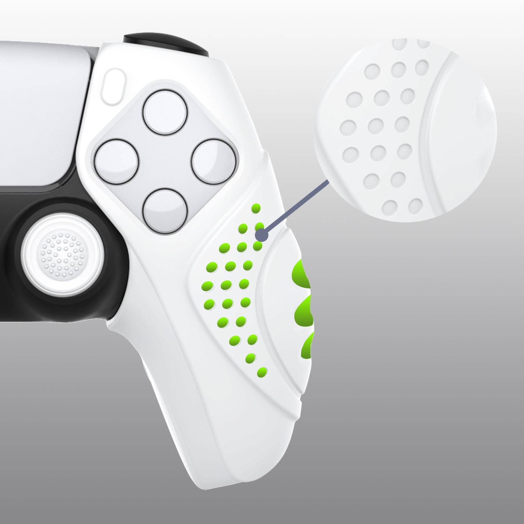 PlayVital Guardian Edition Ergonomic Anti-Slip Silicone Cover Skin with Thumb Grip Caps for PS5 Wireless Controller, Compatible with Charging Station - White PlayVital