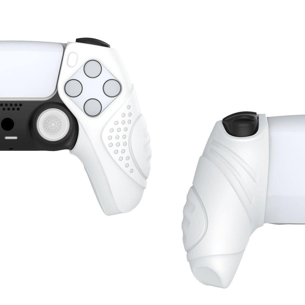 PlayVital Guardian Edition Ergonomic Anti-Slip Silicone Cover Skin with Thumb Grip Caps for PS5 Wireless Controller, Compatible with Charging Station - White PlayVital