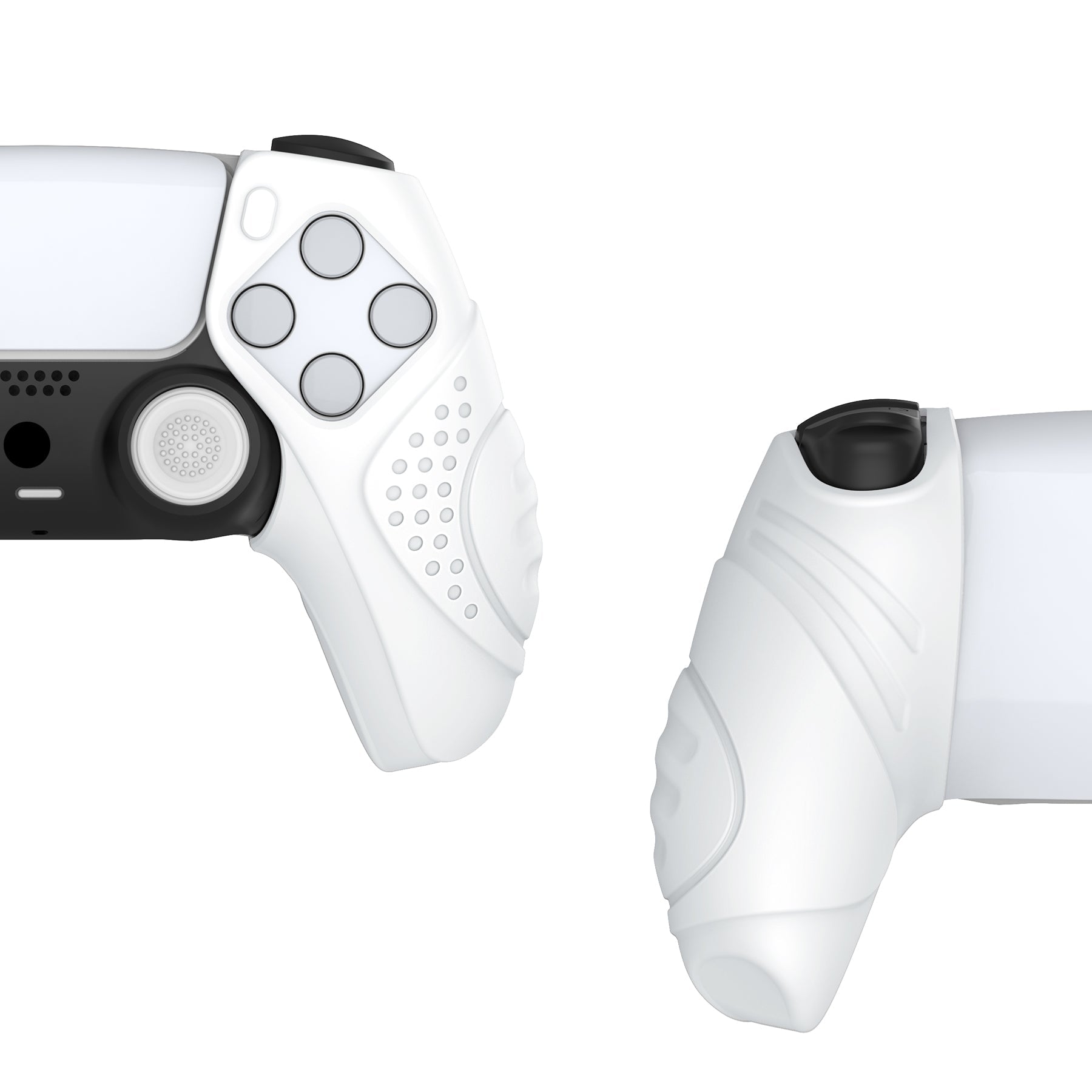 PlayVital Guardian Edition Ergonomic Anti-Slip Silicone Cover Skin with Thumb Grip Caps for PS5 Wireless Controller, Compatible with Charging Station - White PlayVital