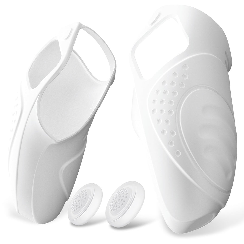 PlayVital Guardian Edition Ergonomic Anti-Slip Silicone Cover Skin with Thumb Grip Caps for PS5 Wireless Controller, Compatible with Charging Station - White PlayVital