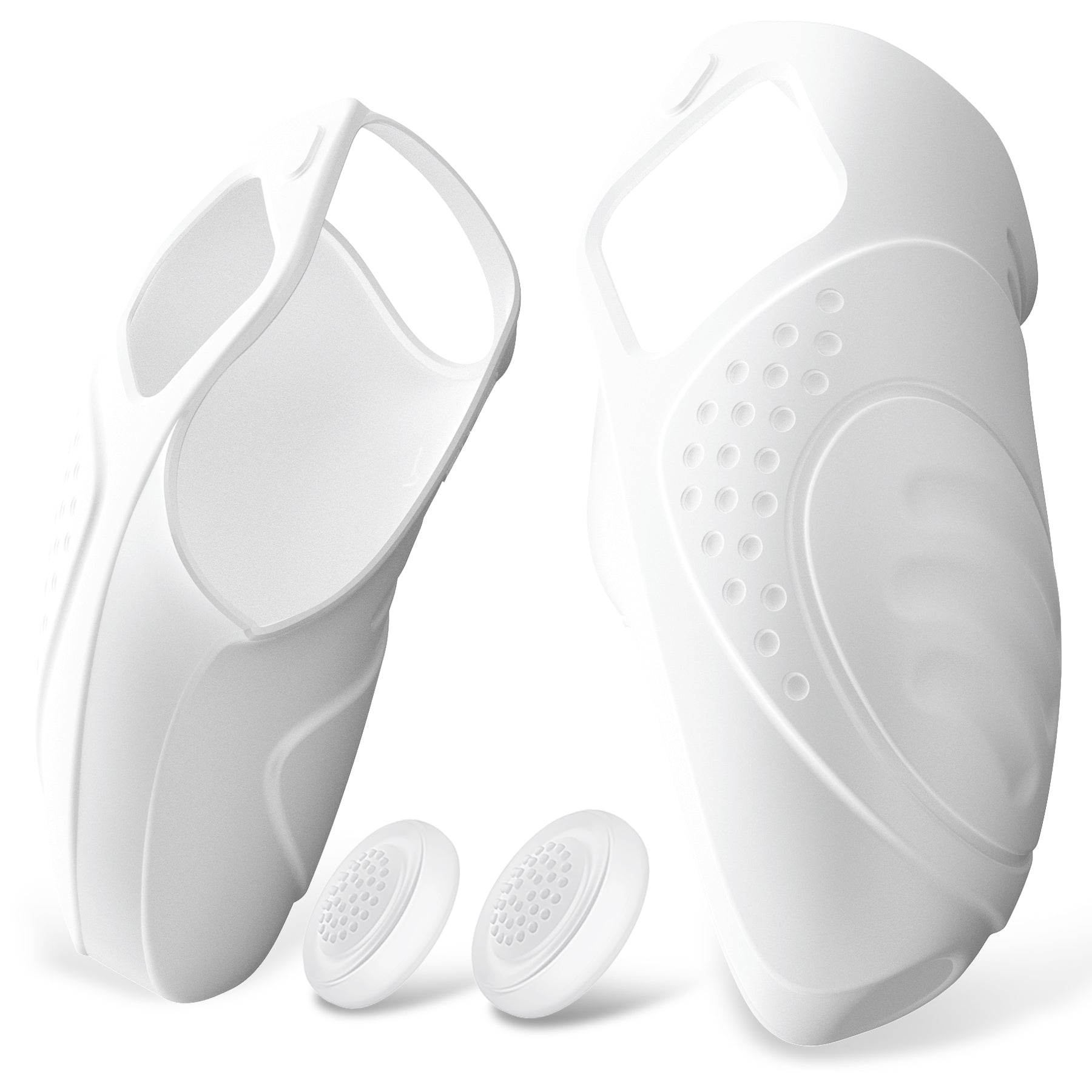 PlayVital Guardian Edition Ergonomic Anti-Slip Silicone Cover Skin with Thumb Grip Caps for PS5 Wireless Controller, Compatible with Charging Station - White PlayVital