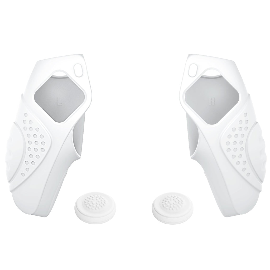PlayVital Guardian Edition Ergonomic Anti-Slip Silicone Cover Skin with Thumb Grip Caps for PS5 Wireless Controller, Compatible with Charging Station - White PlayVital