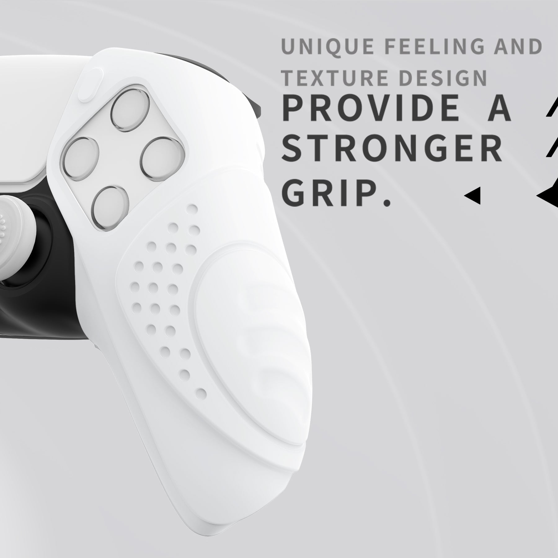 PlayVital Guardian Edition Ergonomic Anti-Slip Silicone Cover Skin with Thumb Grip Caps for PS5 Wireless Controller, Compatible with Charging Station - White PlayVital
