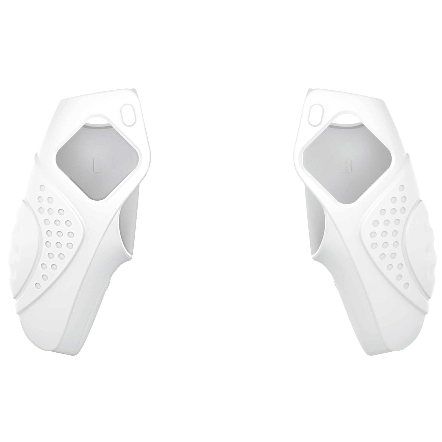 PlayVital Guardian Edition Ergonomic Anti-Slip Silicone Cover Skin with Thumb Grip Caps for PS5 Wireless Controller, Compatible with Charging Station - White PlayVital