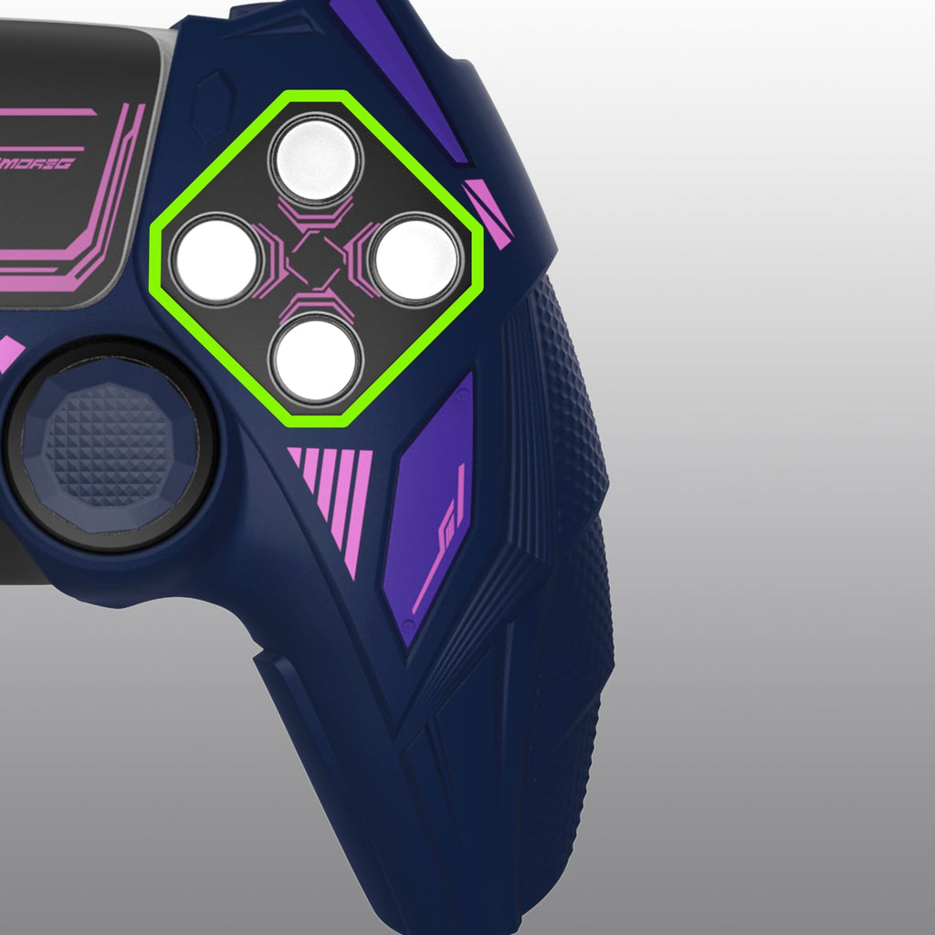 PlayVital Mecha Rhino Silicone Cover for PS5 Controller with Thumb Grips & Stickers, Compatible with Charging Station - Midnight Blue & Purple PlayVital