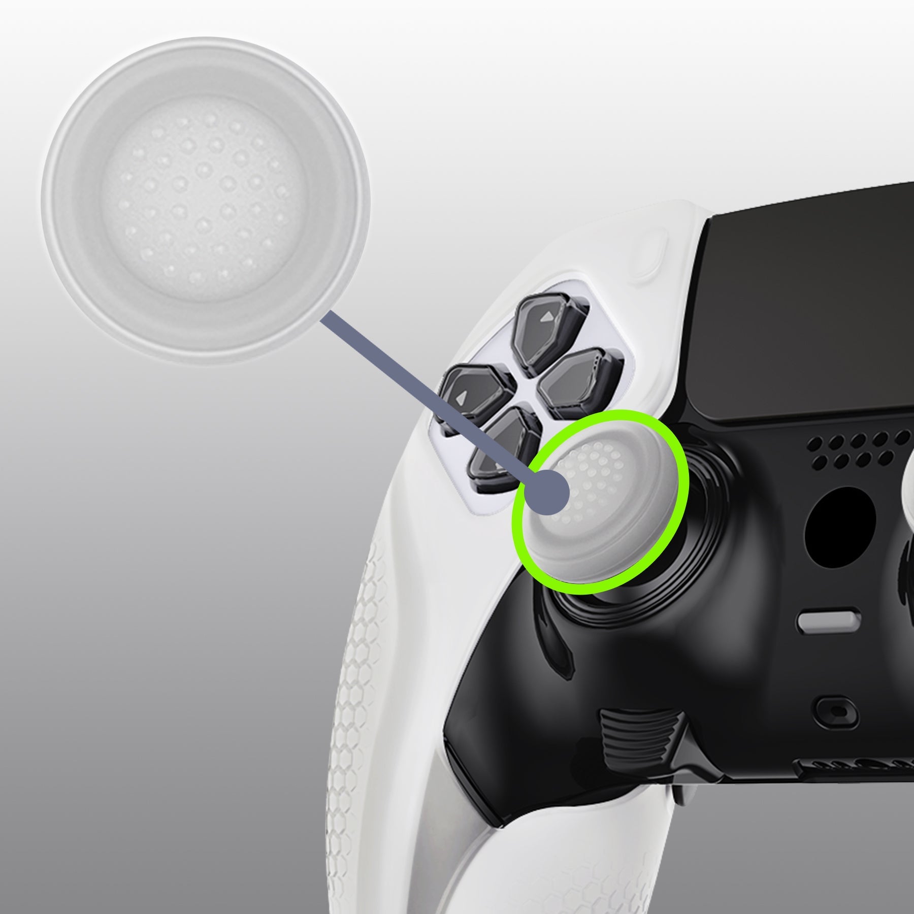 PlayVital Ninja Edition Anti-Slip Half-Covered Silicone Cover Skin with Thumb Grip Caps for PS5 Edge Controller - Glow in Dark - Green PlayVital