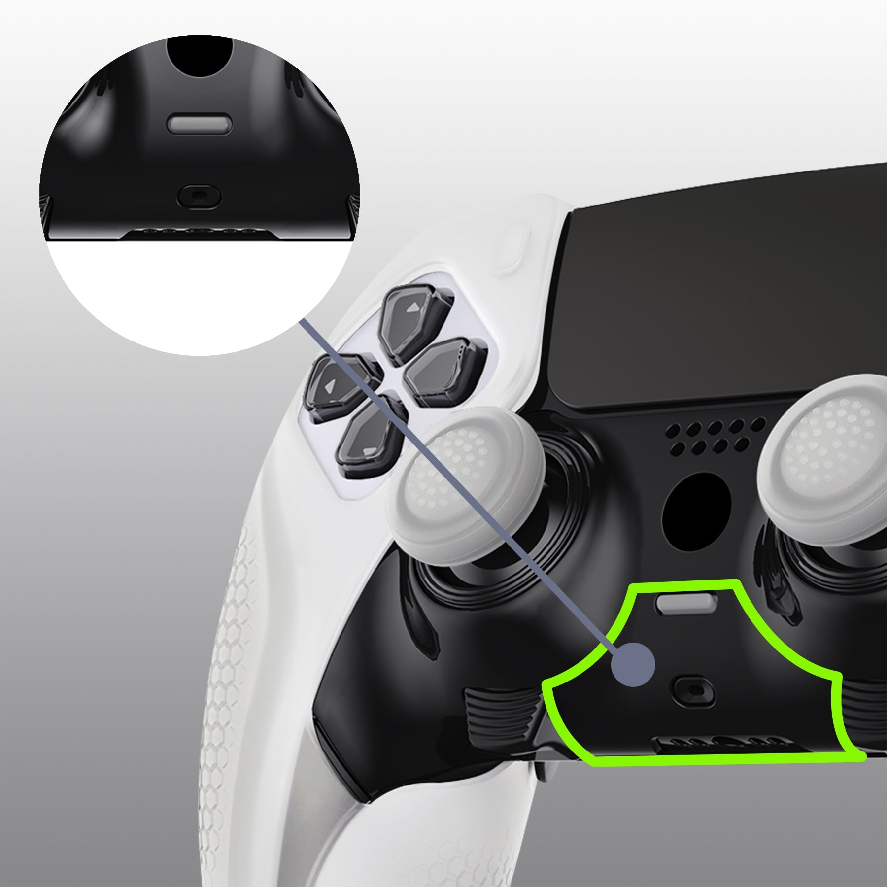 PlayVital Ninja Edition Anti-Slip Half-Covered Silicone Cover Skin with Thumb Grip Caps for PS5 Edge Controller - Glow in Dark - Green PlayVital