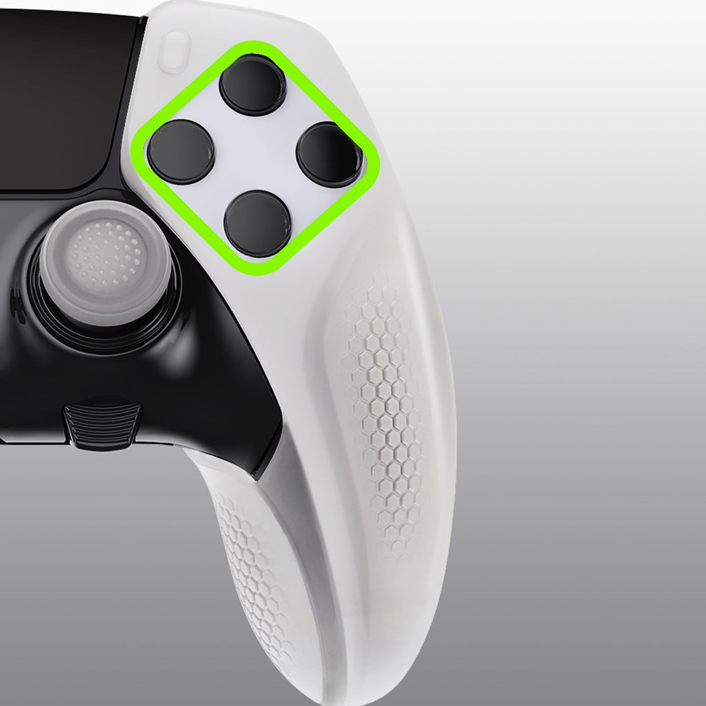PlayVital Ninja Edition Anti-Slip Half-Covered Silicone Cover Skin with Thumb Grip Caps for PS5 Edge Controller - Glow in Dark - Green PlayVital